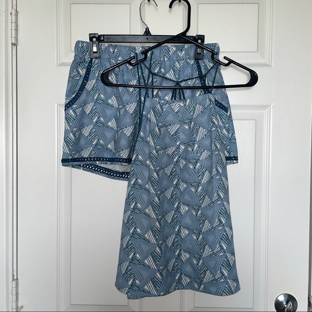 Women's Blue and White Two-Piece Outfit